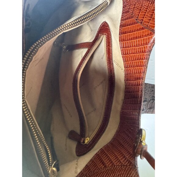 Brahmin Maggie Hobo Brown Croc Embossed Leather Hobo Shoulder Bag With Brass Har - Picture 7 of 8